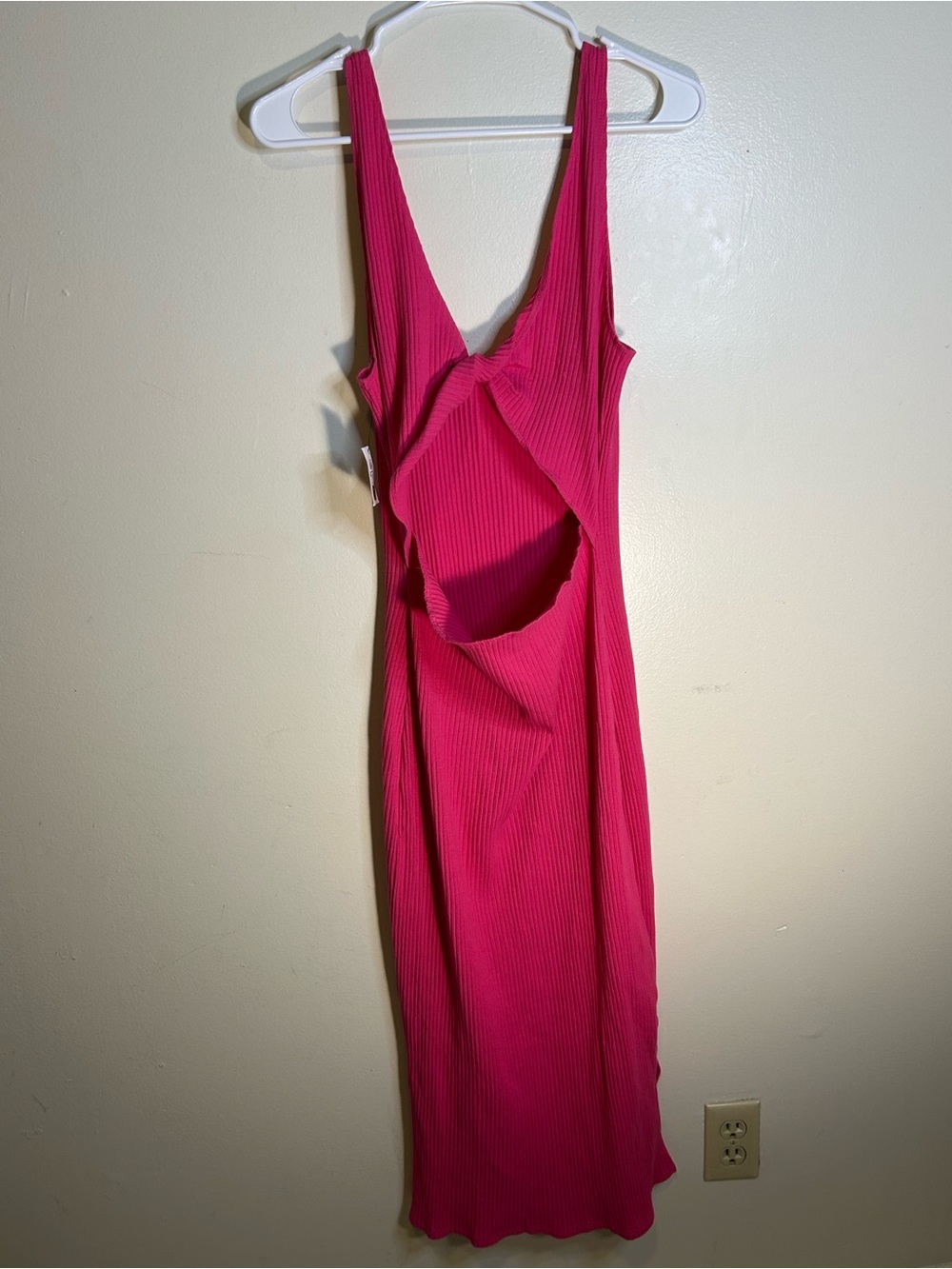 Volcom Hot Pink Ribbed Cutout Maxi Dress